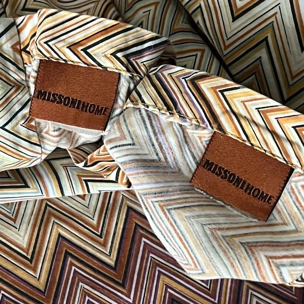 MISSONI HOME John Chevron ZigZag King Flat Sheet & 2 King Pillowcases 20X38”